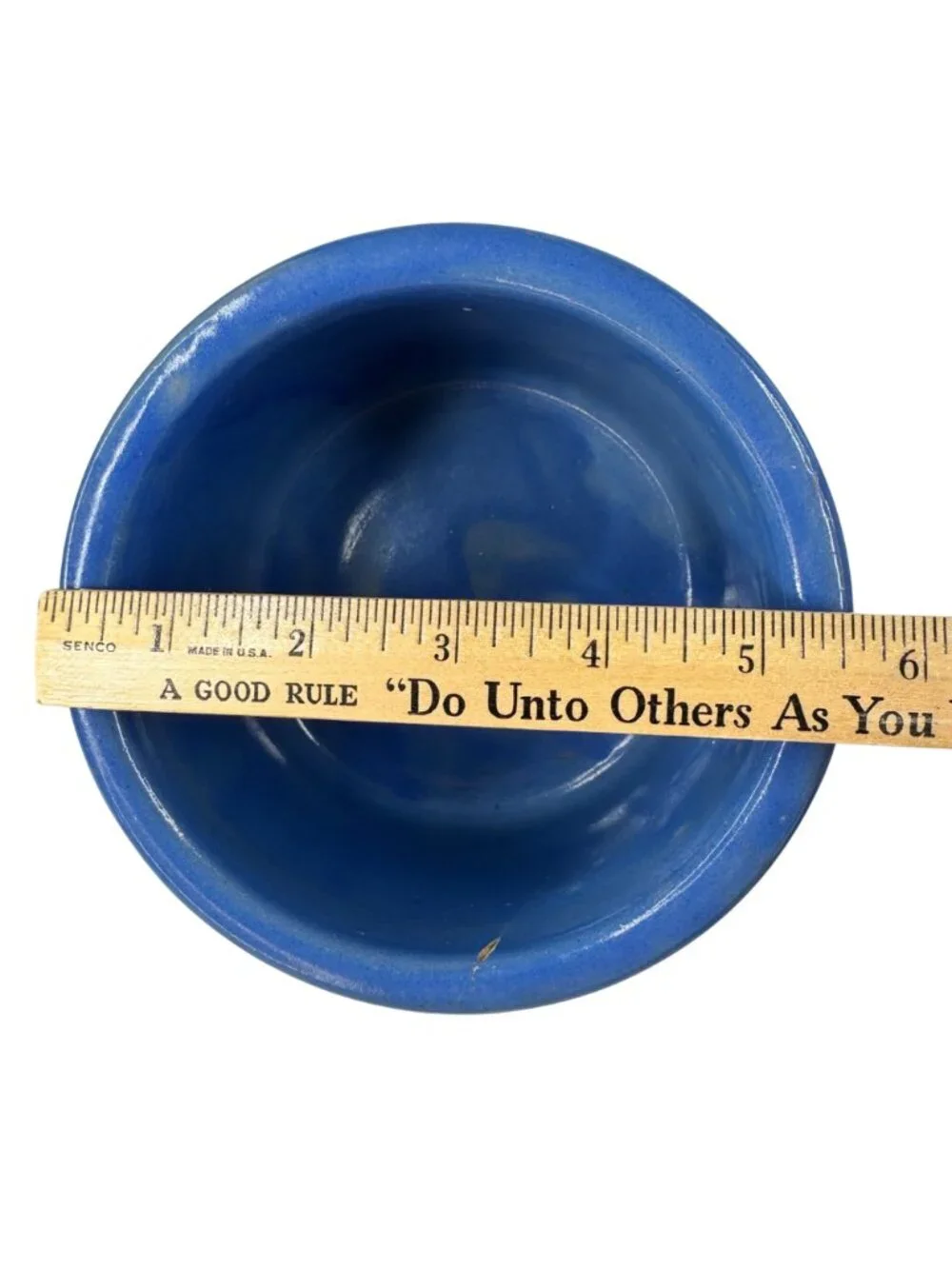 Ewald Bros. Sanitary Dairy Blue Ceramic Butter Crock 5" Golden Guernsey MN Vtg - Picture 5 of 12